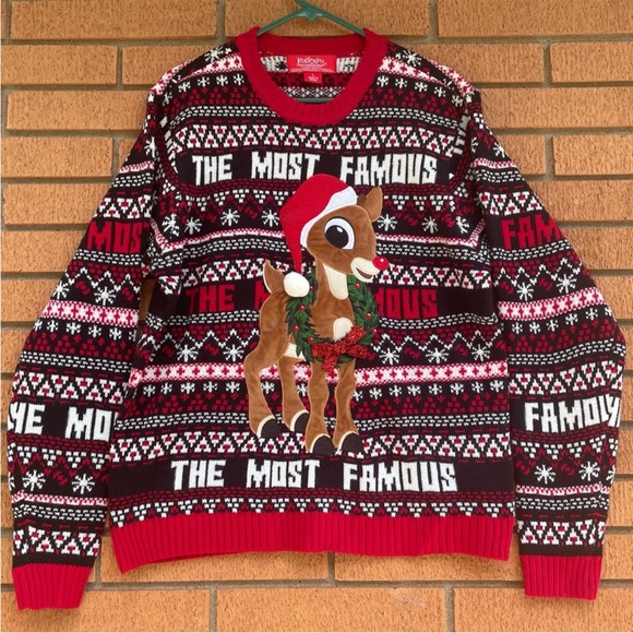 New NWT Rudolph The Most Famous Red Nosed Reindeer Christmas Sweater Unisex - Picture 13 of 13